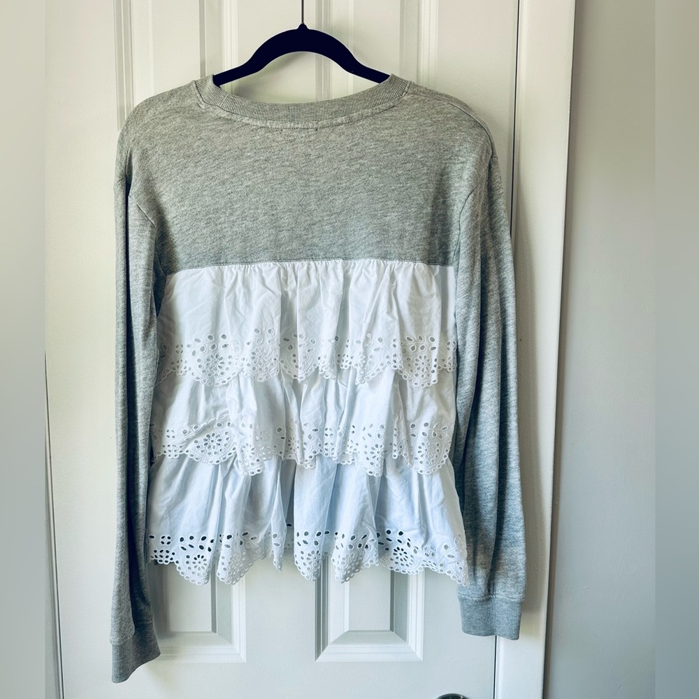 Joie Mixed Media Sweatshirt - Grey/White - Size Small - Picture 3 of 6